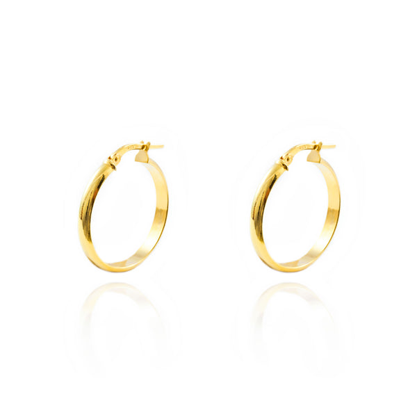 9ct Yellow Gold Hoops Earrings shine 22x3 mm