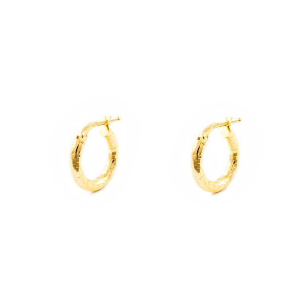 9ct Yellow Gold Hoops Earrings shine 13.5x2.5 mm