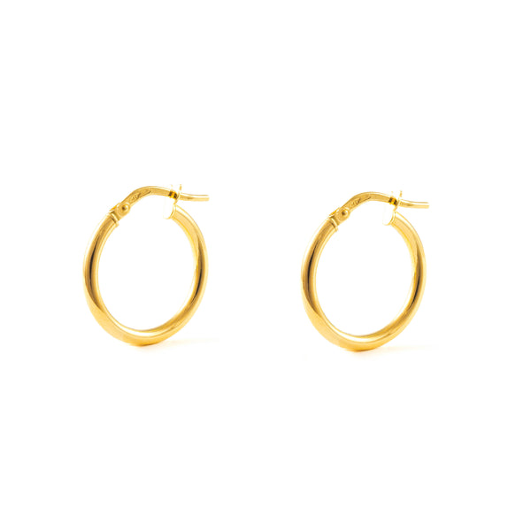 9ct Yellow Gold Hoops Earrings shine 20x2 mm