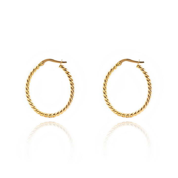 Pendientes Oro Aros reliados Ovales 30x2 mm (9kts)