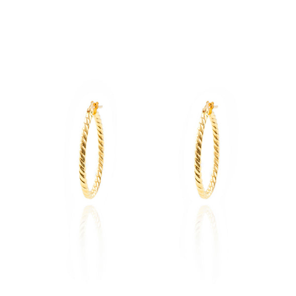 9ct Yellow Gold Twisted Hoops Earrings shine 30x2 mm