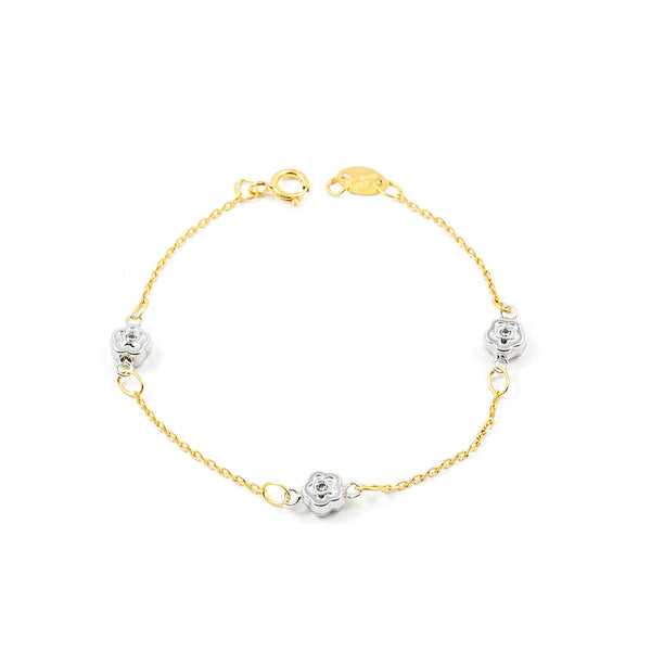 18ct two color gold girls Bracelet Circonita and Sparkle 15 cm
