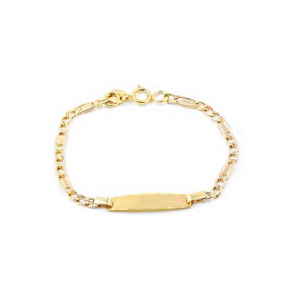 9ct Yellow Gold Personalized Baby Girl Slave Bracelet 3x1 Matte and Shine 12 cm