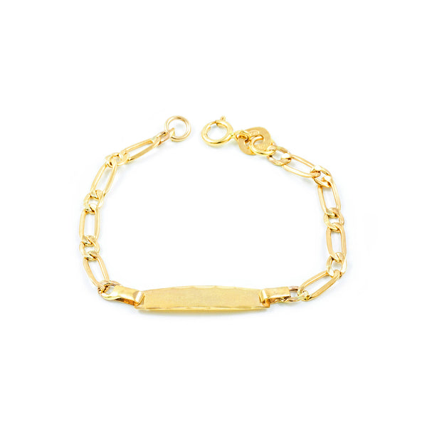 9ct Yellow Gold Personalized Baby Girl Slave Bracelet 1x1 Matte and Shine 12 cm