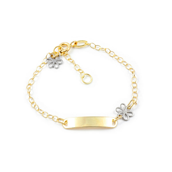 18ct two color gold Personalized Slave Bracelet Daisy Flower Shine 14 cm