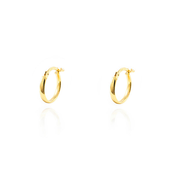 18ct Yellow Gold Hoops Earrings shine 13x2 mm