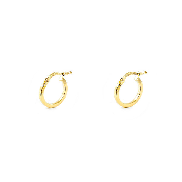 18ct Yellow Gold Square Hoops Earrings shine 13x1.5 mm