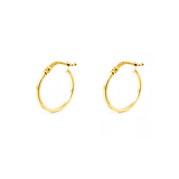 18ct Yellow Gold Square Hoops Earrings shine 18x1.5 mm
