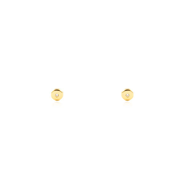 9ct Yellow Gold Round Cubic Zirconia Children's Baby Earrings shine