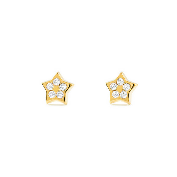 9ct Yellow Gold Star Cubic Zirconias Earrings shine