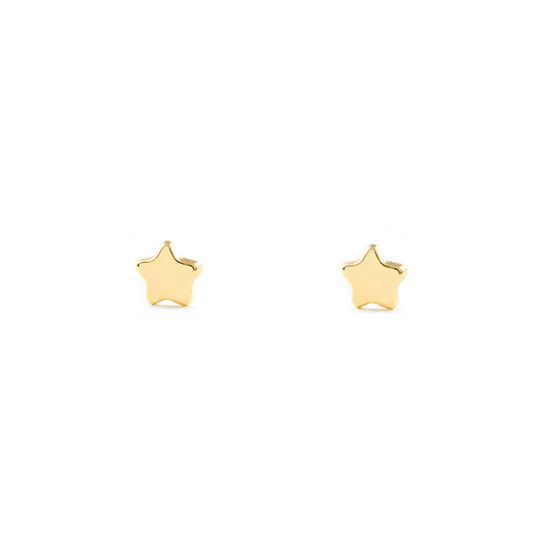 9ct Yellow Gold Star Children's Baby Girls Earrings shine