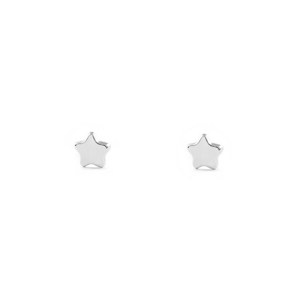 Pendientes Bebe-Niña Oro Blanco 9K Estrella Brillo