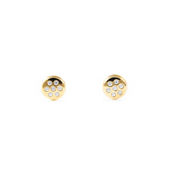 9ct Yellow Gold Round Cubic Zirconias Children's Baby Girls Earrings shine