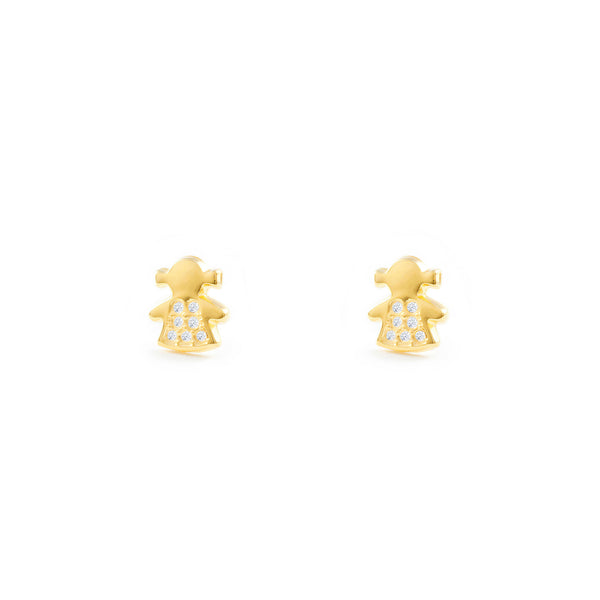 18ct Yellow Gold Girl Cubic Zirconias Children's Girls Earrings shine