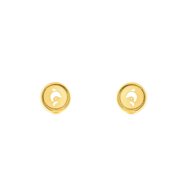 18ct Yellow Gold Round Earrings Matte Shine