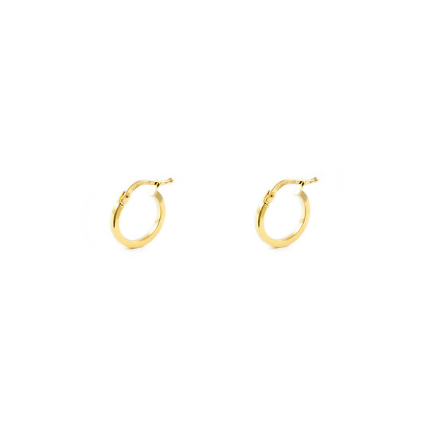 18ct Yellow Gold Square Hoops Earrings shine 11x1.5 mm