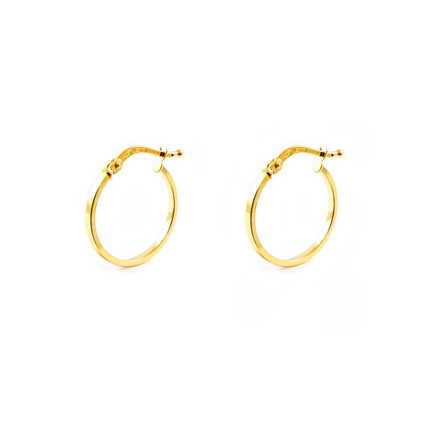 18ct Yellow Gold Square Hoops Earrings shine 22x1.5 mm