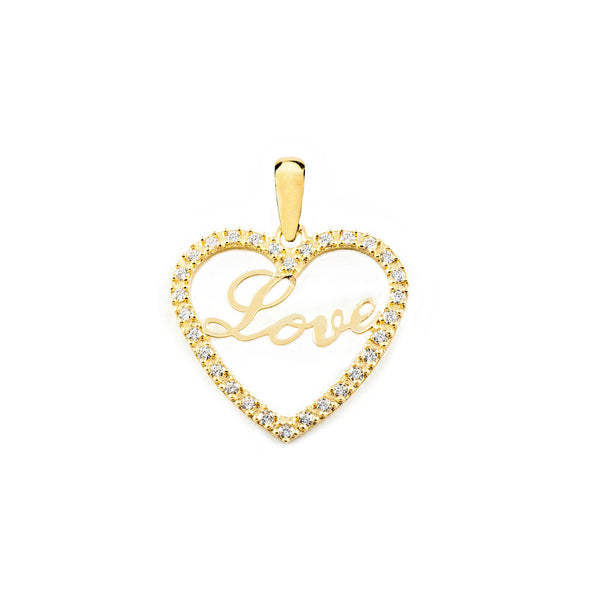 9ct Yellow Gold Heart Cubic Zirconia pendant shine