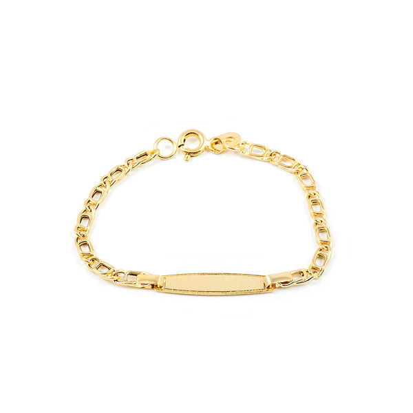 18ct Yellow Gold Personalized Baby Girl Slave Bracelet Bezel Shine 12 cm
