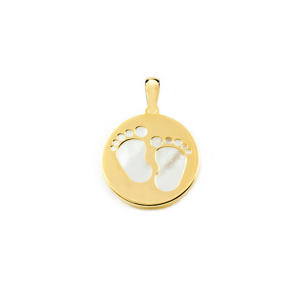 18ct Yellow Gold Nacre Foot pendant shine