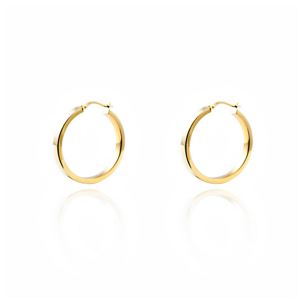 18ct Yellow Gold Rectangular Hoops Earrings shine 24x4 mm