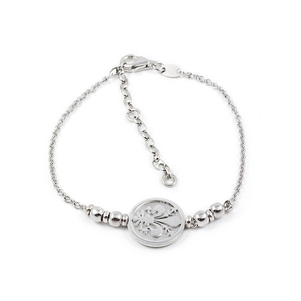 Pulsera Mujer Plata de Ley Flor Mate y Brillo