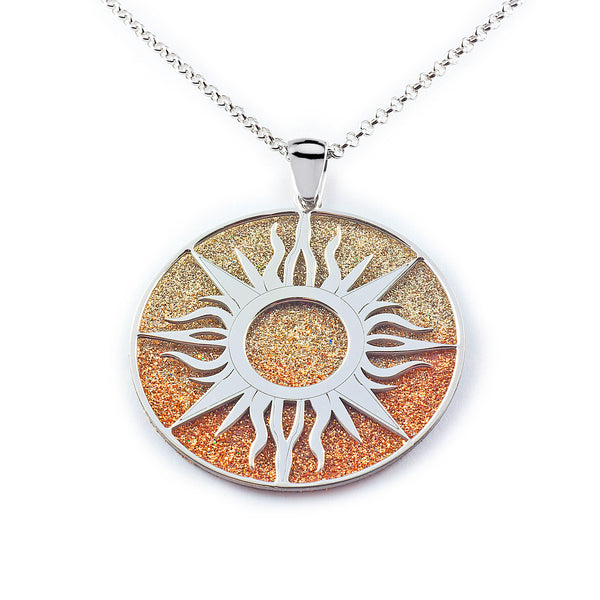 925 Sterling Silver Sun Pendant shine