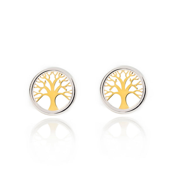 9ct two color gold Tree of Life Earrings shine