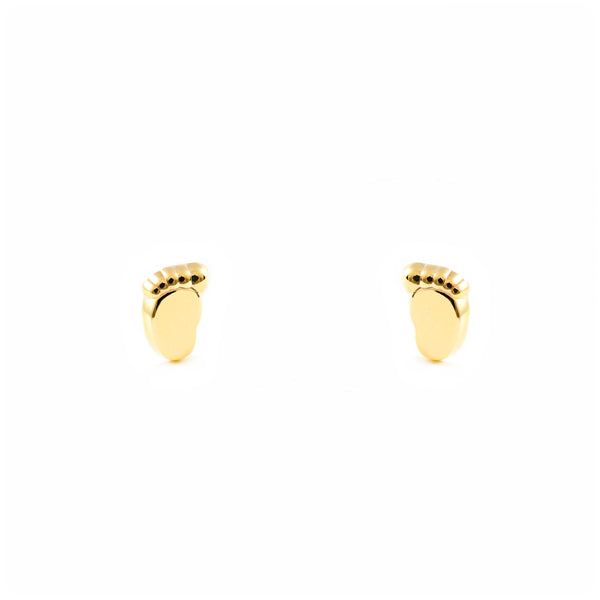 9ct Yellow Gold Foot Children's Baby Girls Earrings shine