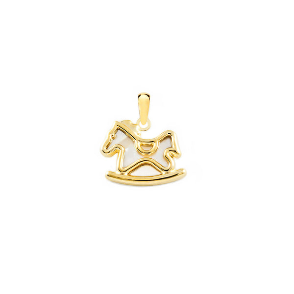 9ct Yellow Gold Nacre Horse pendant shine