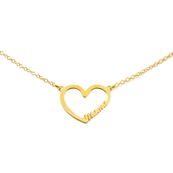 925 Sterling Silver Gold-plated Heart Mama Necklace Shine