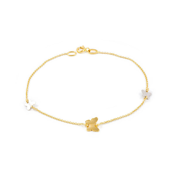  18ct two color gold Butterfly Shine Women's Bracelet 18 cm