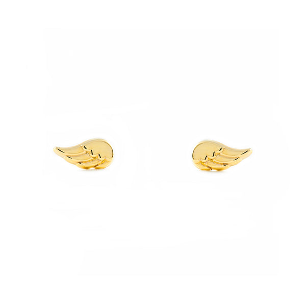 9ct Yellow Gold Wings Children's Girls Earrings shine