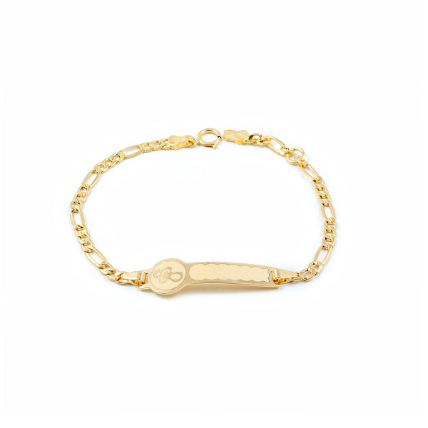 Pulsera Niña Oro Amarillo 18K Personalizada Esclava Chupete Mate y Brillo 14 cm