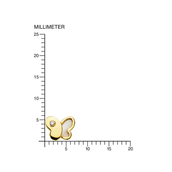 Pendientes bebe o niña mariposa con nacar y circonita (9Kts)