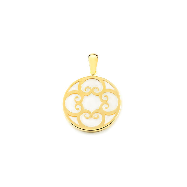 9ct Yellow Gold Nacre spirals pendant shine