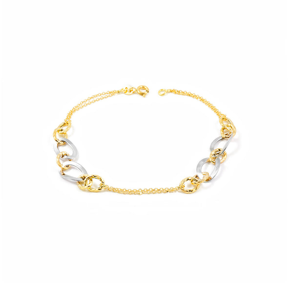 18ct two color gold Women's Bracelet Sparkle and Texture 19 cm