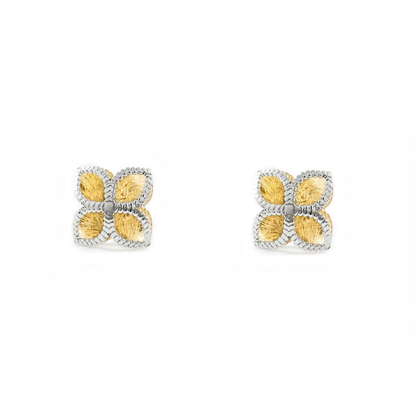 9ct two color gold Cross textured Earrings